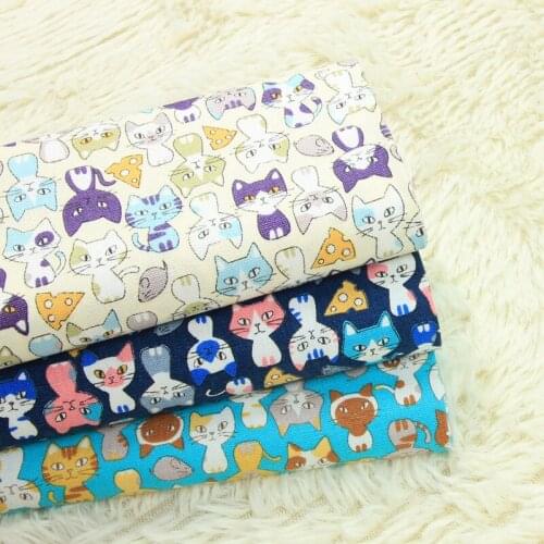 Half yard import thicken 100% cotton fabric with Japanese cute cat, handmade DIY patchwork mouth gold package bag tissue A825