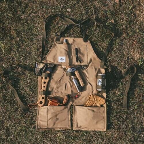 Durable Goods Unisex Canvas Work Apron with Tool Pockets Cross-Back Straps Adjustable For Woodworking Painting Outdoor Camping