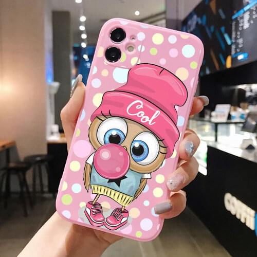 PUNQZY Cute Animal Transparent Phone Case For iPhone 12 11 PRO SE 2020 XR XS Max 7 8 6 PLUS Gift Owl Soft TPU Anti-Fall Cover