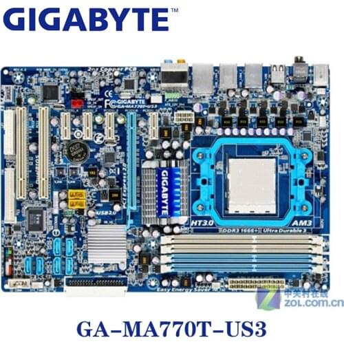 Socket AM3 For AMD 770 Gigabyte GA-MA770T-US3 Motherboard DDR3 16GB GA MA770T-US3 Desktop Systemboard ATX Used PCI-E X16 Used