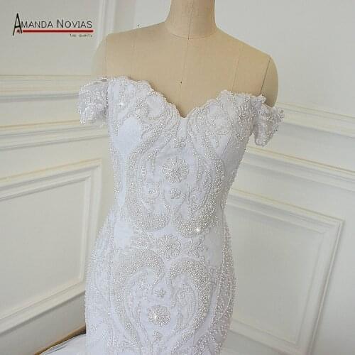 Sweetheart Neckline Full Beading Mermaid Wedding Dress Luxury Shinny