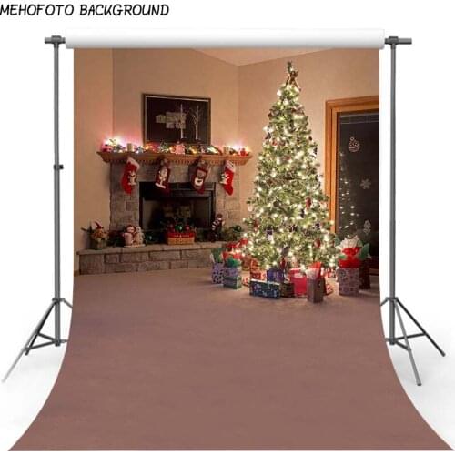 Christmas Background Backdrop Fireplace Tree Winter Snow Window Interior Baby Birthday Photography Background For Photo Studio