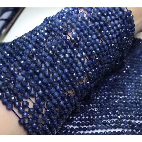 SAPPHIRE BLUE ROUND FACETED loose beads 3/4mm nature for making jewelry necklace 14inch FPPJ wholesale