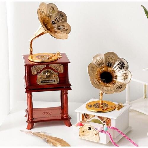 Nordic Classical Vertical Record Phonograph Music Box музыкальная шкатулка Home Decoration Creative Furnishings Typewriter