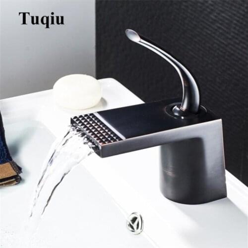 Basin Faucets Waterfall Bathroom Faucet Single handle Basin Mixer Tap Bath Black gold white Faucet Brass Sink Water Crane
