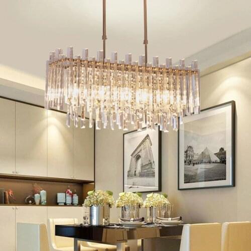 Modern Crystal Chandelier For Dining Room Rectangle Home Decoration Lighting Fixtures LED Lustres Lamp