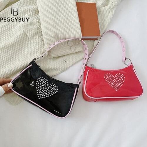 Vintage Women Shoulder Bag Fashion Ladies Crossbody Bags Female Handbags Rhinestone love Small Subaxillary Bags Bolsa Mujer