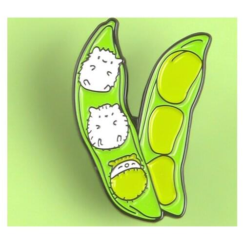 Fresh green pea pocket cute white cat baby fashion lapel pin cartoon animal backpack badge brooch jewelry that children like