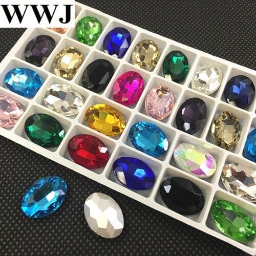 WWJ All Sizes Colors Oval fancy stone pointed back 4x6mm~20x30mm Glass Crystal Jewelry beads bracelet,necklace,brooch making