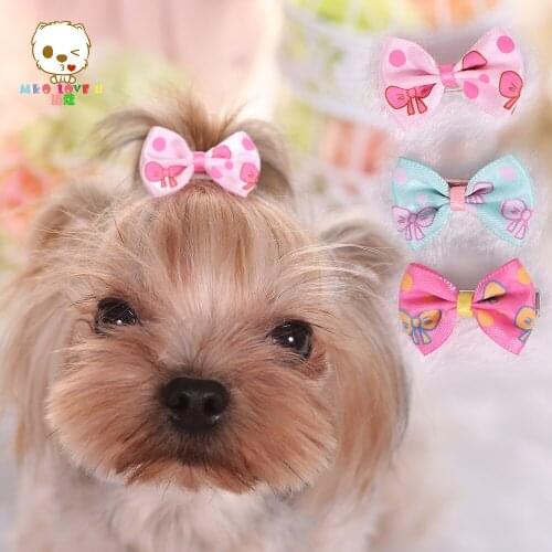 Pet Yorkshire VIP pet dog bowknot barrette Dog hair accessories printing pet hairpin 50pcs