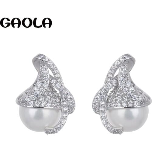 GAOLA Fashion Latest Design Imitation Pearls Stud Earring Flower Earings Fashion JewelryGLE4376