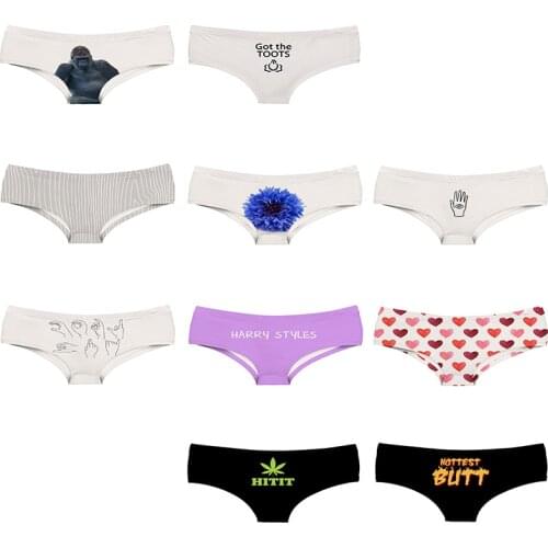 3D Gorilla Pattern Flowers Women Underwear Letter Words Horrify Clown Hand Eye Lady Briefs Leaves Print Woman Panties