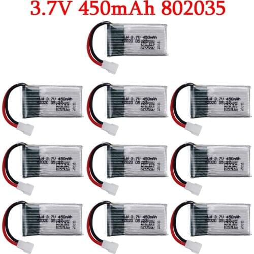 1-10PCS 3.7V 450mah Rechargeable Battery for H31 X4 H107 H6C KY101 E33C E33 U816A V252 RC Drone Spare Parts 3.7v Lipo battery