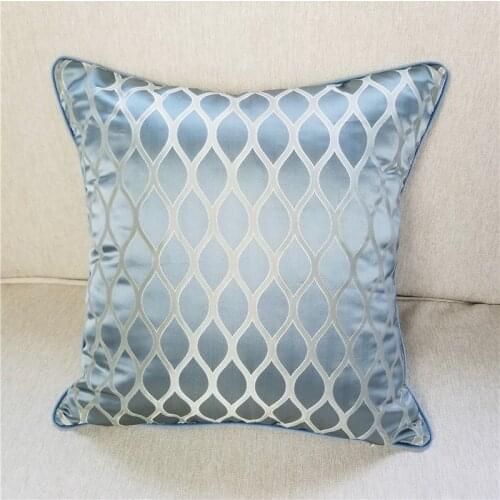 Contemporary Shiny Geometric Design Woven Jacquard Decorative Pillow Case Gray Blue Sofa Chair Cushion Cover 45x45cm 1pc/lot