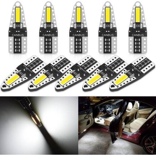 10pcs T10 194 168 W5W Led canbus light Bulbs 2SMD 7020 Chip Led Parking Bulb Interior Light Auto Wedge Clearance Lamps White 12V