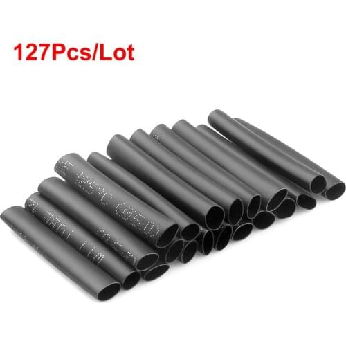 127Pcs Weatherproof Heat Shrink Sleeving Tube Assortment Kit Electrical Connection Electrical Wire Wrap Cable Black Glue