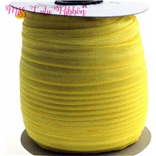 5/8"16mm fold over elastic ribbon solid matt Color Daffodil foe webbing DIY handmade hair bows gift wrap decorations 50 yards