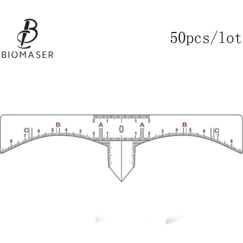 Biomaser 50Pcs Accurate Permanent Makeup Eyebrow Shaping Tools Disposable Eyebrow Measurement Ruler Sticker