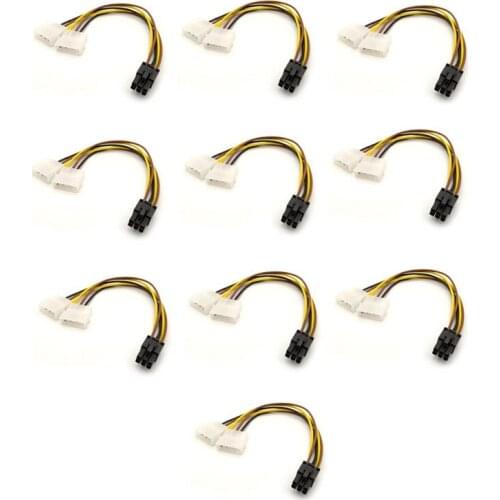 Lot 10PCS ATX IDE Molex Power Dual 4 To 6-Pin PCI Express PCIE Video Card Adapter Cable Dual Molex to PCIE 6pin Adapter Cable