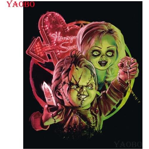DIY 5d Full square round Diamond Painting Movies Bride of Chucky Cross Stitch Diamond Mosaic Picture Rhinestones Embroidery