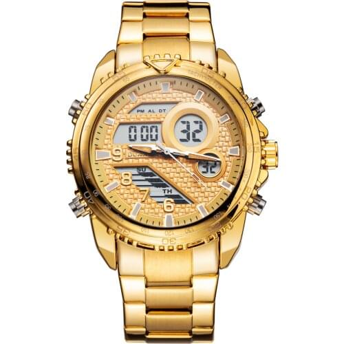 Duantai Steel Belt Multifunctional Double Movement Mens Watch Electronic Watch Sports Watch Waterproof Luminous Quartz Watch