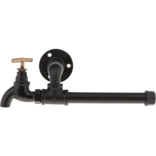 Black Toilet Roll Holder Iron Pipe Wall Mounted Bathroom Lavatory Tissue Paper Holder and Dispenser