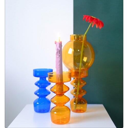 Flower Vase for Room Decor Decorative Table Glass Table Vase Hydroponics Plants Vases Ornaments Home Modern Glass Candle Holder