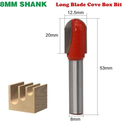 1pc 8mm Shank Long Blade Woodworking Router Bits Milling Cutters Ball Nose Core Box Wood Router Bit