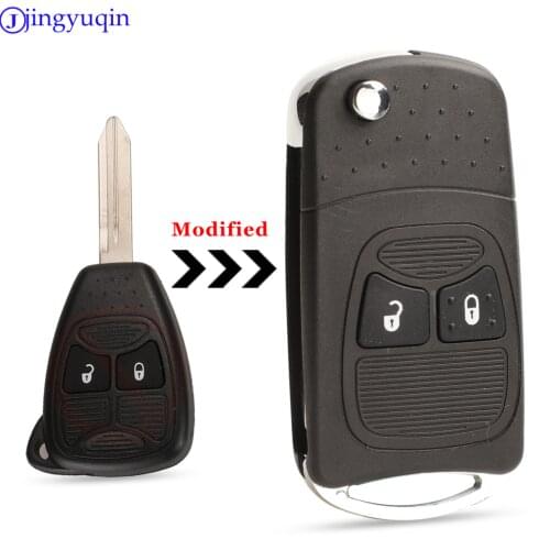 Jingyuqin 2 Buttons Modified Flip Folding Key Shell for Chrysler Jeep Compass Wrangler Patriot Remote Key Case Fob Car-styling