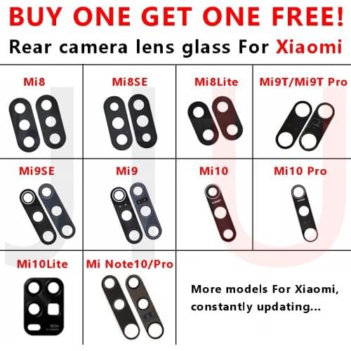 Buy one get one free,Repair Parts Rear Back Camera Glass Lens with adhesive sticker For Xiaomi Mi9T Mi10Pro Note10Lite Mi10T