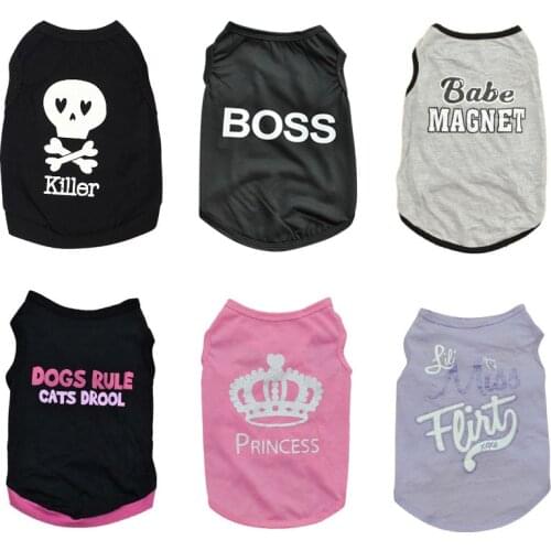 Dog Cat T-shirt Soft Puppy Dogs Clothes Cute Pet Dog Clothes Cartoon Pet Clothing Summer Shirt Casual Vests For Small Pets