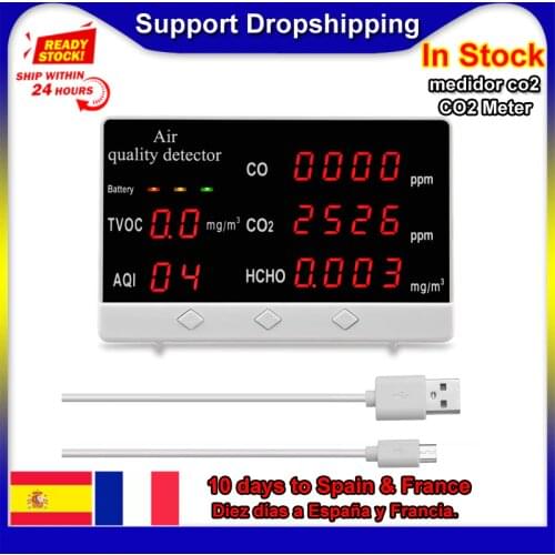 Multi-function Digital Display Indoor/Outdoor CO CO2 HCHO TVOC Detector co2 meter High Accuracy Air Quality Monitor Gas Detector