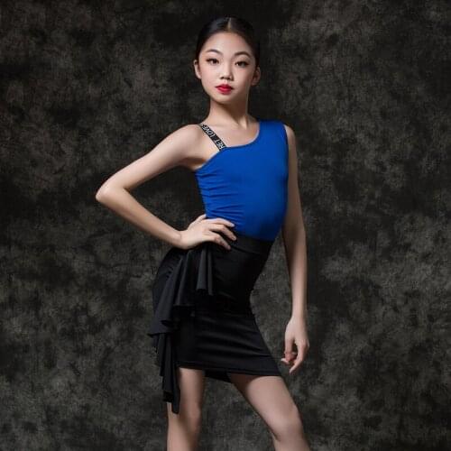 Fashion Latin Dance Costumes Tops Split Skirts Latin Practice Dress Children Cha Cha Rumba Samba Tango Performance Wear DQS4250