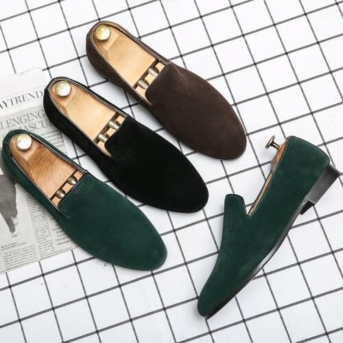 Big Size Men Cow Suede Leather 2021 Driving Casual Shoes Slip On Black Loafers Flats Mens Moccasins Shoes Italian Designer Shoes