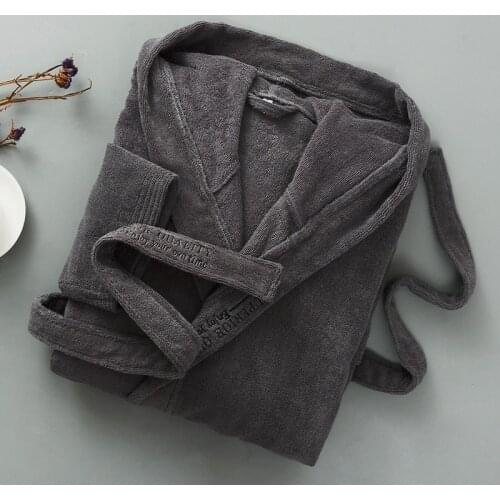 Men Bathrobe Cotton Winter Hooded Bathrobes Men Terry Towel Thick Warm Long String Bathrobe Couple Hotel Home Hotel Nightgown