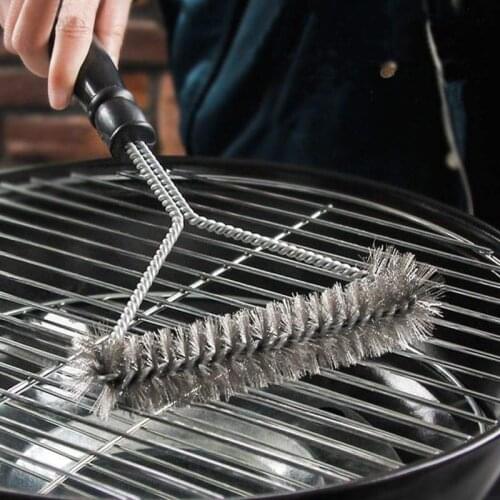 Three-sided Wire Barbecue Cleaning Brush BBQ Grill Barbecue Kit Stainless Steel Cooking Tools Wire Bristles Triangle Cleaning Br