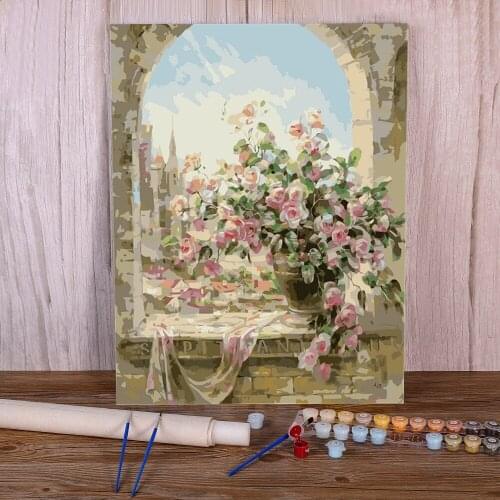 Flower Vase Coloring By Numbers Painting Complete Kit Oil Paints 50*70 Canvas Painting Wall Paintings Children Wholesale