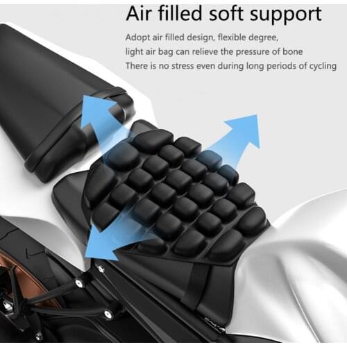 Inflatable Motorcycle Seat Cushion Pressure Relief Black Shock-proof Air Seat Pad for Motorbike