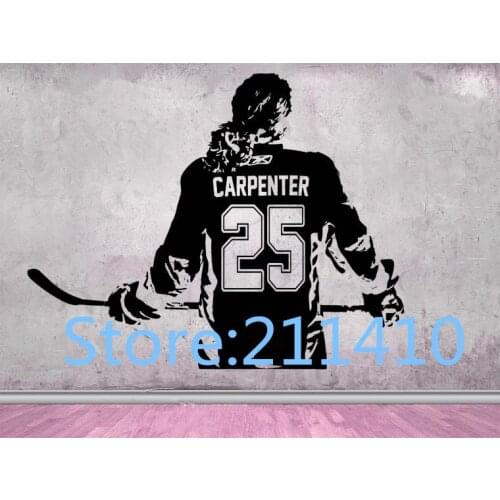 Hockey Girls Wall Stickers Personalized Name Women - Girls ice Hockey Player choose jersey name & numbers hockey wall Decal A286