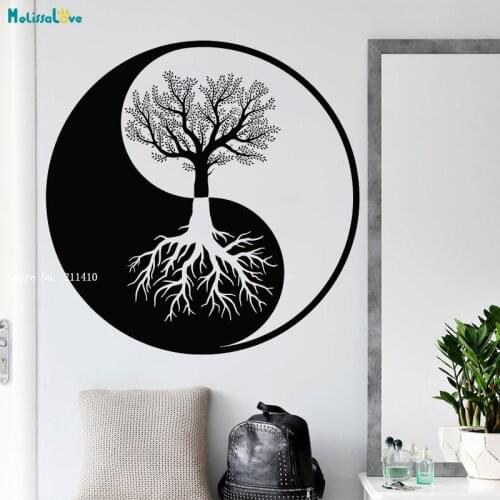 Large Size Wall Vinyl Decal Sticker Yin Yang Tree Roots Abstract Decor Unique Gift Removable Murals Living Room Bedroom YT5929
