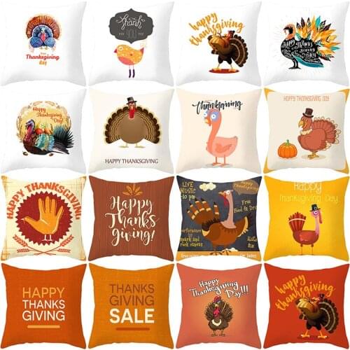 Thanksgiving Festival Series Turkey Design Polyester Home Decoration Pillow Cover