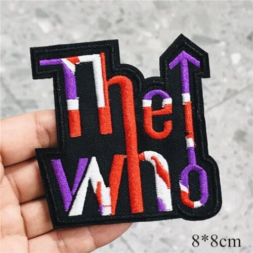 Single Sale The Who English Letters Badges Patches Embroidery Applique Iron on Transfer for Clothing Sticker DIY Repair Holes