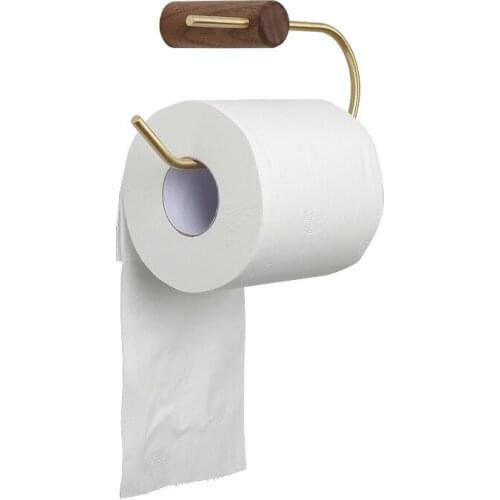 Perforated wall-mounted kitchen toilet solid wood Nordic toilet paper holder