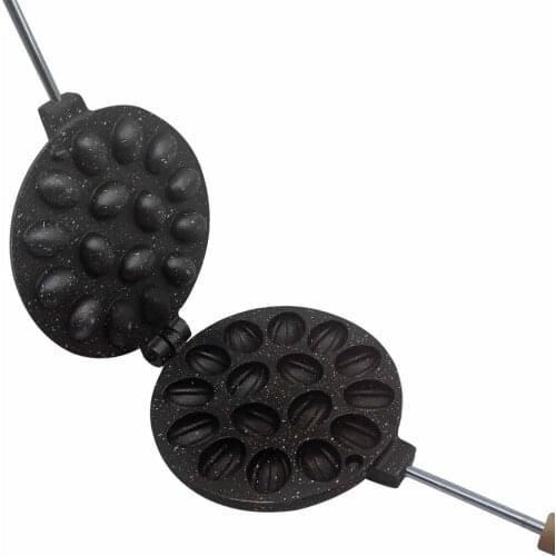 Cooker Top Walnut Cookie Mold Granite Thai Mold Pan Kitchen Simple Useful No Need Oven Traditional Cookies Crepe 16 Holes Black