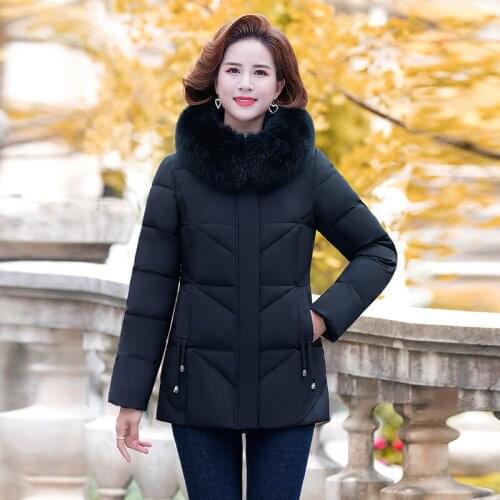 Slim Women Winter Jackets Fur Collar Long Sleeve Ladies Thicken Cotton Padded Solid Hooded Warm Puffer Coats for Female 2021