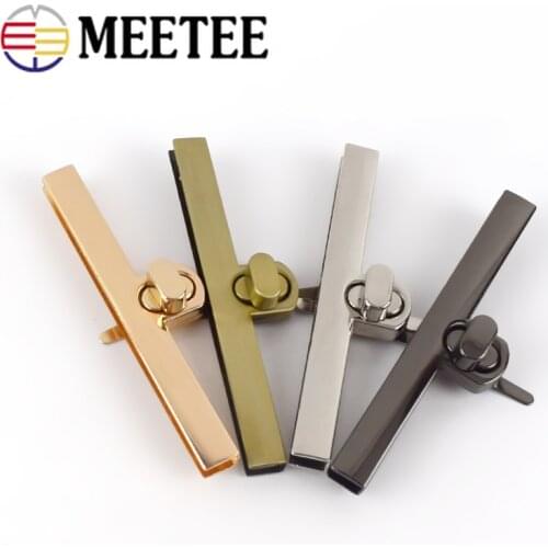 Meetee 2/5pcs 96X11mm Metal Rectangle Lock Clasp Bag Cover Clip Twist Turn Locks Buckle DIY Luggage Hardware Accessories BF412