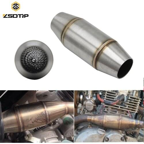 ZSDTRP 16cm Silver Motorcycle Stainless Steel Exhaust Pipe Muffler Expansion Chamber