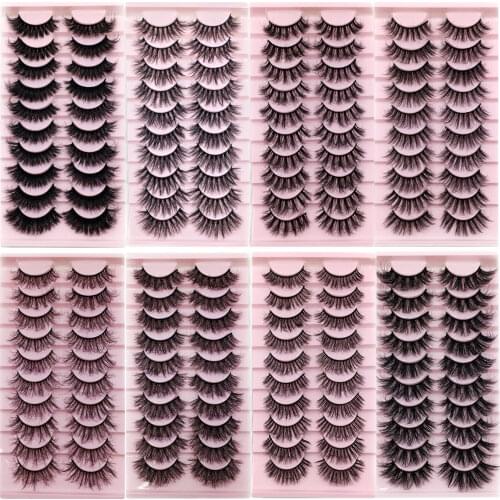 5/2 pairs fluffy faux mink eyelashes natural long false eyelash extension handmade volume 3d lashes makeup faux cils cilios E-01