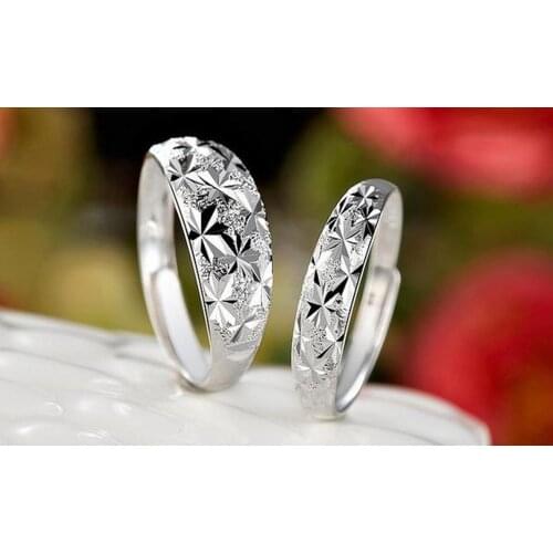 S925 Sterling Silver Gypsophila Silver Ring Opening Size Adjustable Wedding Anniversary Couple Rings Jewelry for Women Men