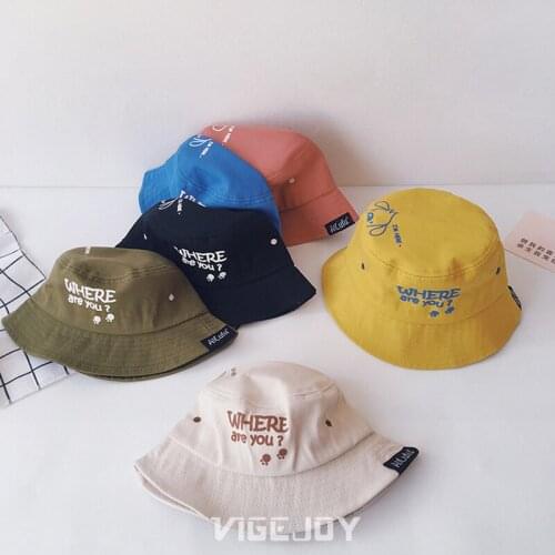 Spring Summer Lovely Letter Pattern Baby Fisherman Hats Cotton Sun Hats For Kids Boys Girls Beach Caps Autumn Bucket Hat